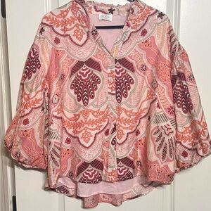 Fate Pink and Red Patterned Blouse